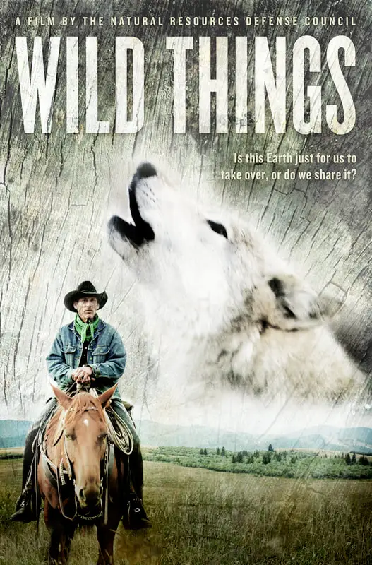 rancher on horse with howling wolf in the background