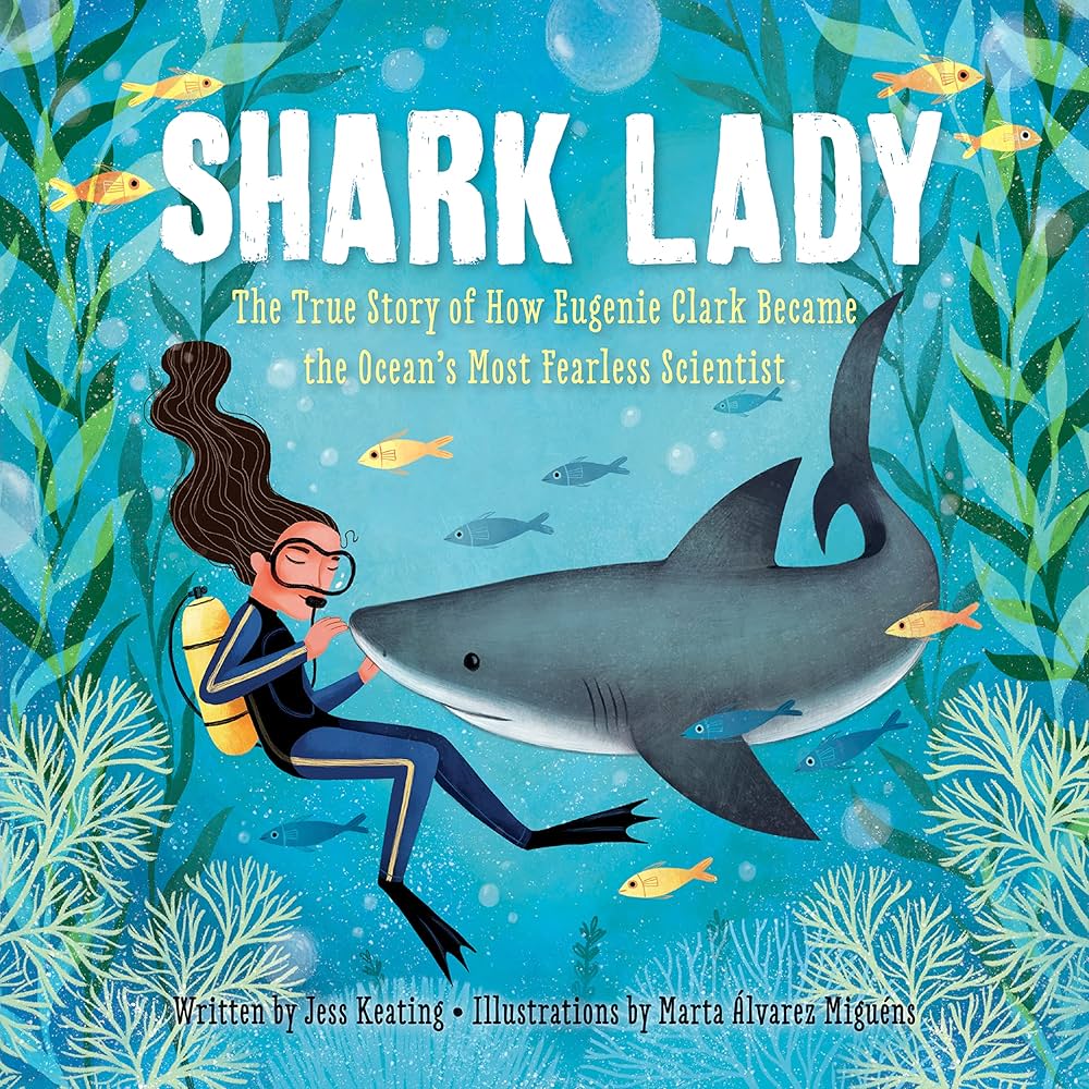 illustration of shark with scuba diver