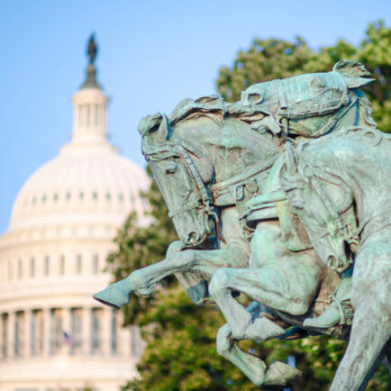 equine statue in front of Capitol Building