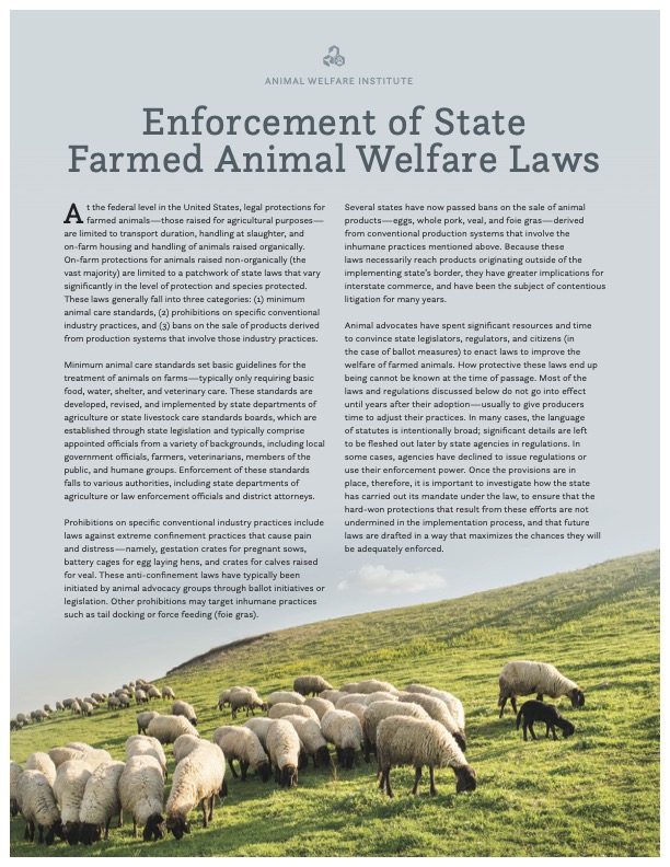 Report cover of Enforcement of State Farmed Animal Welfare Laws